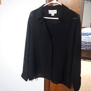 Nygard petite size 12 black shear tank and blouse button up
